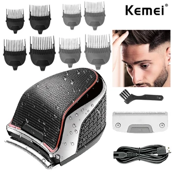Kemei Домашна Безжична Машина за Подстригване на коса Fade за Мъже, Водоустойчива Машинка За оформяне на Брада, Самостоятелна Козметика за Бръснене Налысо, Широко Изогнутое Нож