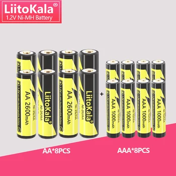 8 бр. LiitoKala AAA 1000 mah/AA 2600 mah NiMH 1.2 Акумулаторна Батерия Подходяща за детски играчки-мишки, с притежателя на батерии 2 бр ААА/АА