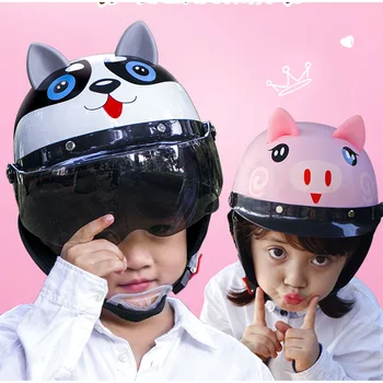 Детски мотоциклетни каски с мультфильмами за момчета и момичета, детски четырехсезонный универсален сладко детска предпазна шапка, cartoony велосипеден шлем