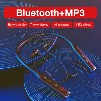Безжични слушалки EARDECO с шейным ръб Bluetooth слушалки слушалки с тежки бас Стерео слушалки Hi Fi с микрофон TF 5 звукови ефекти