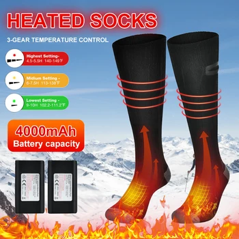 Чорапи с Електрически Отопляеми и Преносимо Захранване, Регулируеми 3 Температурни Настройки, Отопление Унисекс Чорапи за Зимни Пътуване на Открито