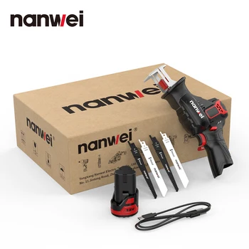 Литиево-йонна сабельная трион NANWEI 12V за рязане на стомана/стомана, тръби / фитинги / външно покритие / дърво / пластмаса