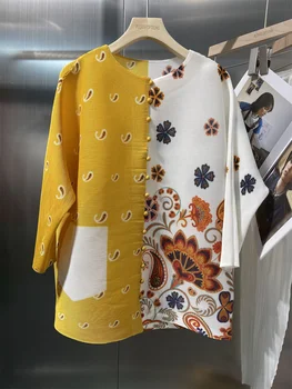 2023 Sprring Годишна елегантна дамска елегантна риза с флорална принтом и ръкави 