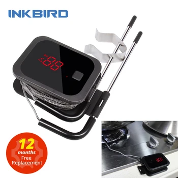 INKBIRD Термометър за готвене, Bluetooth термометър за барбекю IBT-2X с 2 сонди и таймер за печене на месо на скара на барбекю