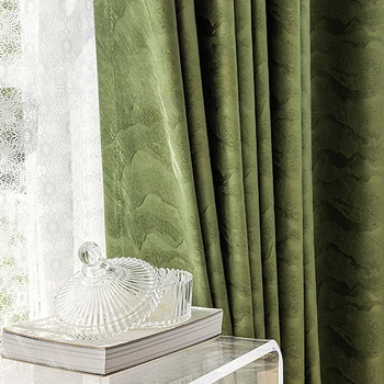 Френски маслинено-зелени завеси, леки луксозни кадифени затъмнени пердета за хола, прозорци, балкон, кадифе висококачествени завеси