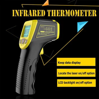 Индустриална машина за висока точност безконтактен инфрачервен термометър пистолет Електронен измерител на температурата с подсветка на дисплея