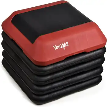 Здрава регулируема аеробика платформа 16 инча х 16 инча червен цвят, с високо стъпка за забавни упражнения.