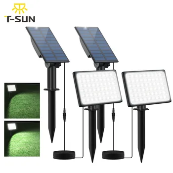 T-SUN 2PCS 54LED Слънчева Светлина Енергоспестяващ Слънчев Градински Лампа Открит 3000 K / 6000 K Слънчев Прожектор IP65 Слънчева Лампа За Пътека