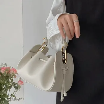 Elmsk 2023, френска мода, ретро текстура, кожена чанта ръчна изработка, чанта-месинджър с едно рамо, на женската чанта-месинджър на съвсем малък