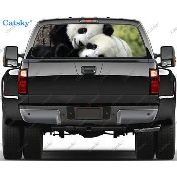 скъпа стикер с изображение на животно панди в прозореца на колата, графични декоративни аксесоари, стикер на камион, перфорирана vinyl универсален стикер