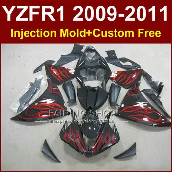 Червен пламък на Мотоциклети, резервни части за YAMAHA обтекатели YZF R1 09 10 11 12 R1 автомобил YZF1000 R1 + 7 подаръци за Впръскване на YZF R1 2009 2010 2011