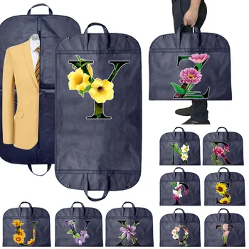 Прахоустойчив калъф за дрехи, чанта с цип, тъмно синьо протектор за дрехи, напълно затворен калъф, подвесная чанта за съхранение, цвете буква
