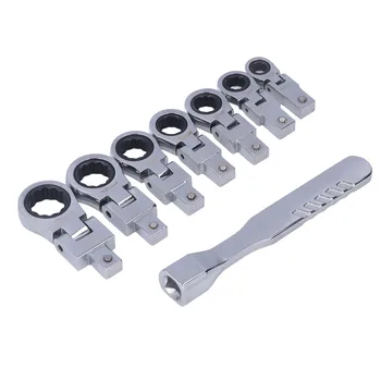 Набор от гаечных ключове 8 бр., 8 бр. гаечен ключ с механизма на палеца, 180 °, набор от инструменти, от легирана стомана, комплект инструменти за обслужване на тръби