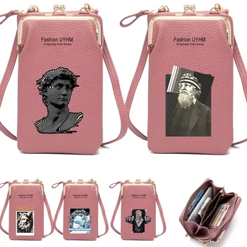 Дамска чанта за през рамото от изкуствена кожа, мини-чанти-незабавни посланици, чанта, пакет от карти, малка ръчна чанта, портмоне с изваяни принтом за момичета