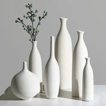 Модерни бели керамични сухи цветя в скандинавски стил, украса за вази с цветни композиции, Аксесоари за дома, интериор на хол