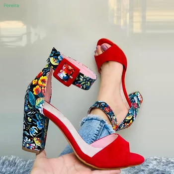 Разноцветни дамски сандали Prin с катарама, кръгла пръсти, за да не сужающемся надолу масивна ток, лятно ново записване, модни удобна скъпа обувки