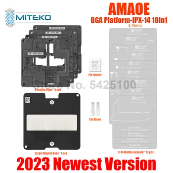 AMAOE IPX-14 18в1 Инструмент за инсталиране на Шаблон за Реболлинга Среден слой за X XS XSMAX 11 12 13 14 Series Pro/Max Mini Тела