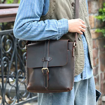 AETOO Нова ежедневни бизнес чанта-месинджър мъжки чанти мултифункционална кожена чанта през рамо ретро crazy horse кожена чанта-месинджър