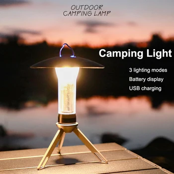Преносим лампа за палатка, уличен led фенерче, USB-акумулаторна лампа за къмпинг, 3 режима на осветление, за да маршируват консумативи, аварийно осветление