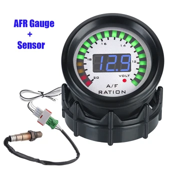 52 mm 12 сензор за съотношението въздух-гориво O2 кислород Сензори автомобилен тестер Цифрови AFR-метър Волтметър Тест таблото Автоаксесоари