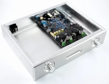 D250 W328 H70 двоен контрол DIY усилвател Шаси Предно стъкло Корпус усилвател на мощност е Балансиран аудиокорпус Корпус от анодизиран алуминий