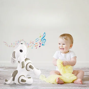 Радиоуправляеми робот-куче, интелигентни играчки с дистанционно управление, мултифункционален развитие на играчка, танци, пеене, меки бебешки играчки, радиоуправляеми животни