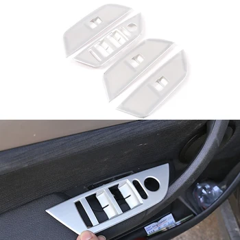 4 бр., рамка превключвател за повдигане на стъкло на вратата на колата LHD, декоративна украса, сребрист калъф за BMW X1 2011-2015, аксесоари за интериорен дизайн от ABS-пластмаса