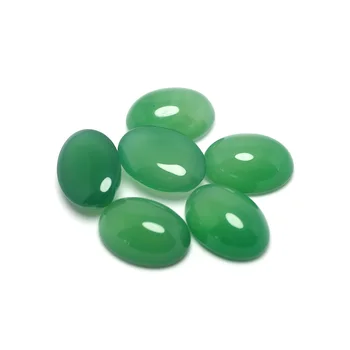 6 броя 13x18 mm, светло зелено агатовый овалния камък-кабошон, полиран камък с плоска задна част, окачване за изработка на обеци, бижута и колиета