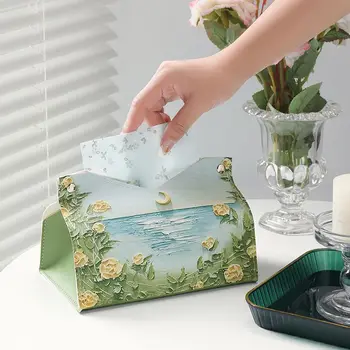 Кутия за салфетки в скандинавски стил с маслена рисувани, ръчно печат, креативната кутия за салфетки, устойчиви на зъби, маслостойкая, украса за домашно съхранение