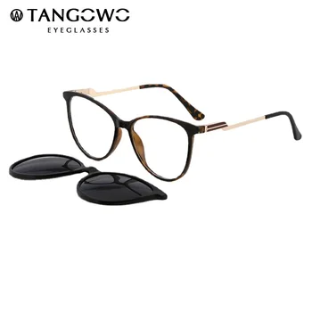 TANGOWO Реколта поляризирани слънчеви очила TR90, стилен дамски рамки за очила, очила за оптична късогледство, очила по рецепта GN3003