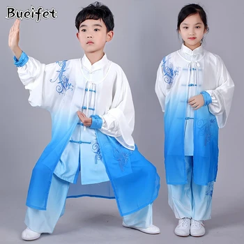 Форма на тай-чи, форма на кунг-фу, традиционната китайска дрехи, детски костюм за практикуване на бойни изкуства, костюм за сутрешната зареждане, костюми за ушу