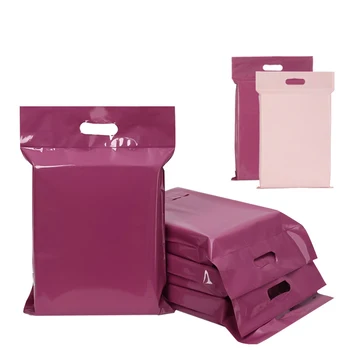 10 бр., куриерска чанта с дръжка, розово/лилаво/бяло найлонови торбички за доставка, чанта за опаковане на дрехи, подаръчен плик 25x35 см/28x42 см