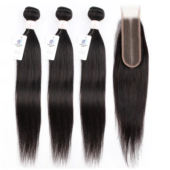 Kisshair 3 връзки със затварянето на 2*6 средната част от естествения цвят на бразилски човешки косата прави реми двойна патици косата
