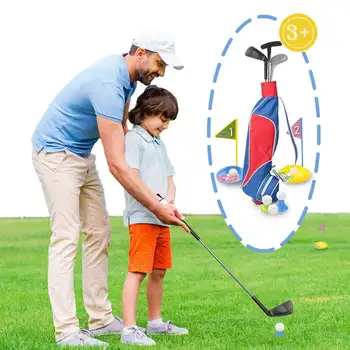 Комплект стикове за голф Kids Лесно Hit + 3 стика за голф + 5 топки + 2 тренировъчни дупки, подарък за деца 3-12 години