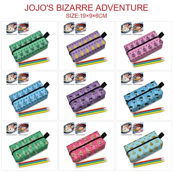 Молив случай JoJo Bizarre Adventure, cartoony преносим молив случай с цип за студенти, козметични чанти за момчета и момичета, канцеларски чанти