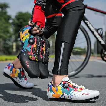 Модни професионални обувки за планински велосипеди, мъжки и дамски обувки за шоссейного велокросса състезателна обувки на равна подметка, устойчива на плъзгане дишаща