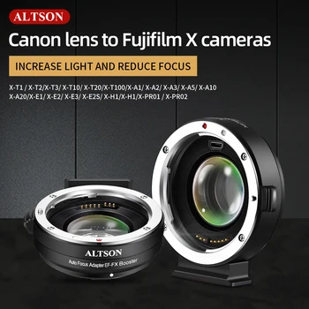 ALTSON EF-FX Booster Автофокус 0.71 X Адаптер за обектив с ниска скорост на автоматично фокусиране за обектив Canon EF до Беззеркальной фотоапарат Fuji X-mount