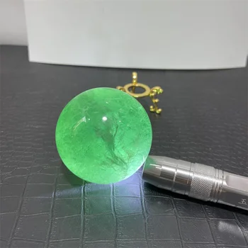 Натурален зелен флюоритовый кварцов кристална топка-сфера исцеляющий