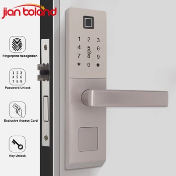 1 Комплект, д-интелигентна система за заключване на вратите от с сплав с пръстов отпечатък/парола/ключ/карта за домашна плоска врати с дебелина от 40-60 мм