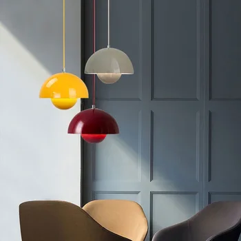 Креативна цветна полилей в скандинавски стил с абажуром, окачен таван и декоративни хол, ресторант, бар, спалня от алуминий