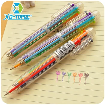 XINDI 6 цвята, зареждане с гориво, сладки кавайные многоцветни химикалки, богат на функции монолитен борда химикалка химикалка, канцеларски материали, ученически принадлежности, химикалки