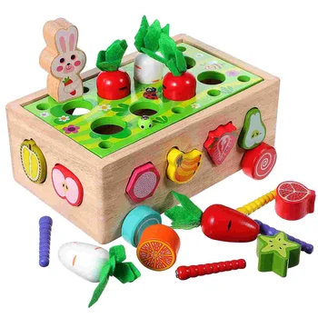 Играчка дървена развитие на детската игра, детска играчка машина за малки деца, за сортиране на форми моркови за деца