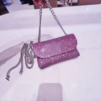 Вечерна дамска чанта, дамска модна дизайнерска чанта в ретро стил, вградени диаманти, обличам знаменитост, верига за партита, мини-клатчи за телефон, 2023 Sac Luxe